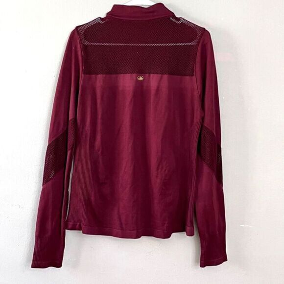 C & C California Full Zip Athletic Jacket Burgundy Size L Mesh Detail Slim Fit - Picture 10 of 10